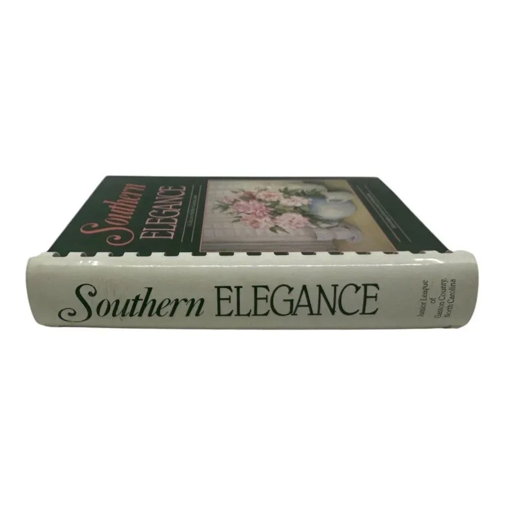 Southern Elegance Green Spiral-Bound Cookbook With Floral‎ Cover & Recipes 1987